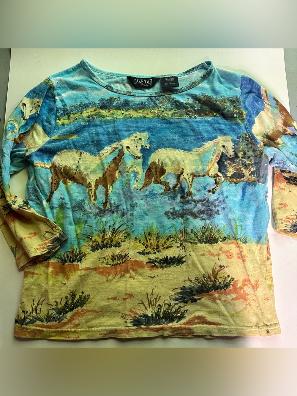 Y2K Beaded Horse Top Women’s size small vintage